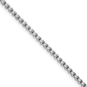 2.4mm, 14k White Gold Hollow Round Box Chain Necklace, 28 Inch